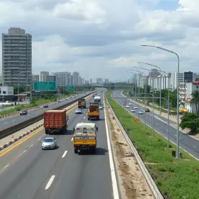 trânsito na rodovia de Praia Grande